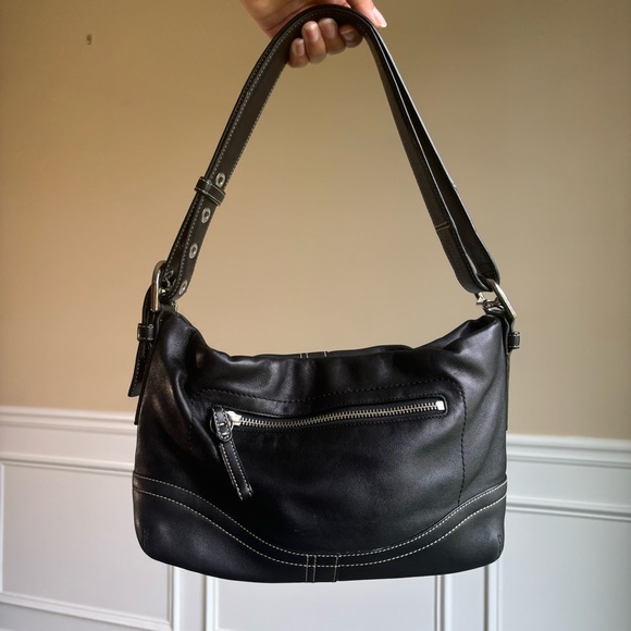 Coach Black Leather Shoulder Bag - Picture 5 of 15